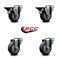 Service Caster 3.5'' Thermo Rubber Wheel Swivel Bolt Hole Caster Set with 2 Posi Lock Brakes, 4PK SCC-BH20S3514-TPRB-PLB-2-S-2 - alternate 2